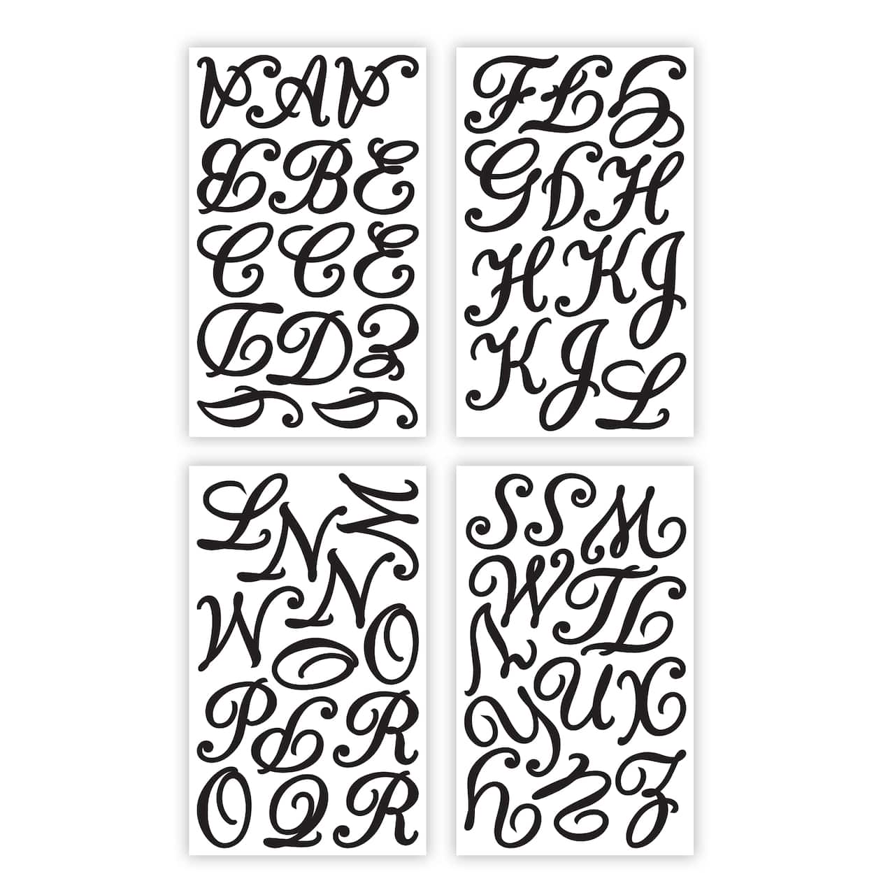 Large Black Script Alphabet Iron-On Transfers by Make Market®